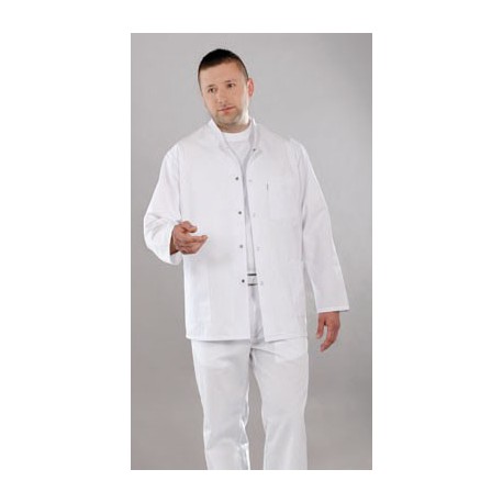 Bluza lekarska męska M6002 (rekaw długi, zapięcie na napy, kolor biały)W